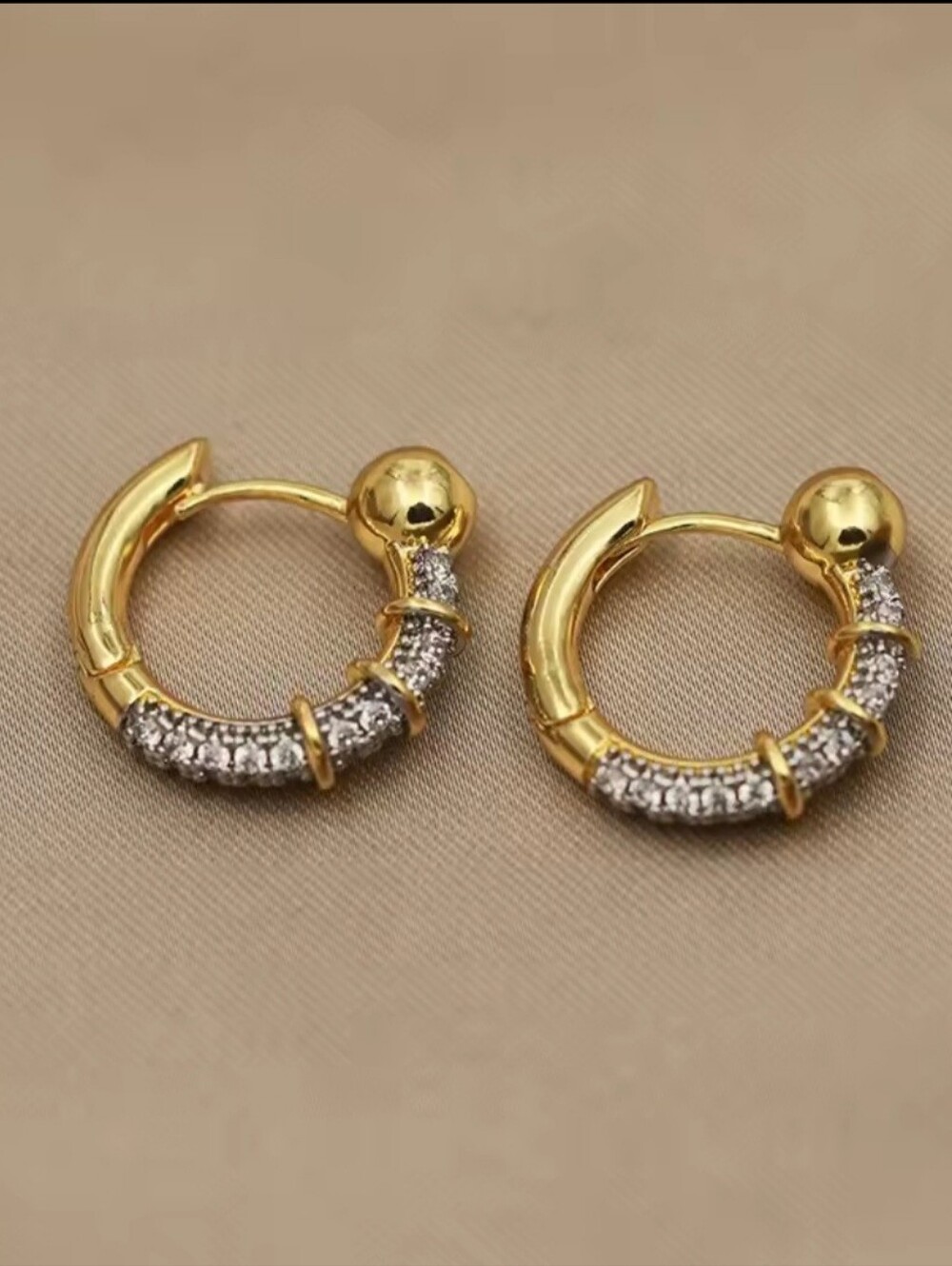 Gold Crystal Huggie Earrings - Women's Jewelry